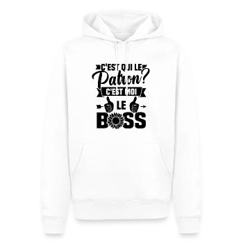 C'est qui le patron c'est moi le boss - Sweat à capuche Premium bio Homme - blanc - Devant - Nico (187cm)