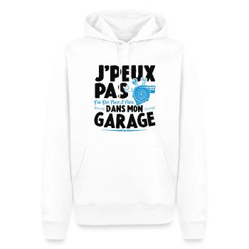Je Peux Pas J'ai Des Trucs À Faire Dans Mon Garage - Sweat à capuche Premium bio Homme - blanc - Devant - Nico (187cm)
