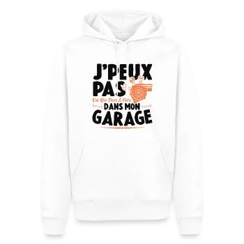Je Peux Pas J'ai Des Trucs À Faire Dans Mon Garage - Sweat à capuche Premium bio Homme - blanc - Devant - Nico (187cm)