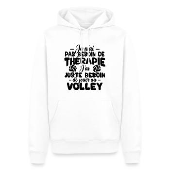 J'ai juste besoin de jouer au volley - Sweat à capuche Premium bio Homme - blanc - Devant - Nico (187cm)