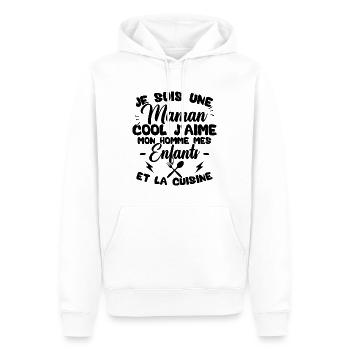 Une maman cool j'aime mon homme et la cuisine - Sweat à capuche Premium bio Homme - blanc - Devant - Nico (187cm)