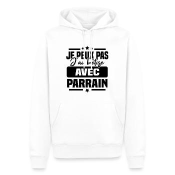 Je peux pas j ai bêtise avec parrain - Sweat à capuche Premium bio Homme - blanc - Devant - Nico (187cm)