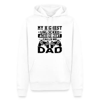 Meine höchste offene Errungenschaft nennt mich Vater - Männer Premium Bio Hoodie - Weiß - Vorne - Nico (187cm)