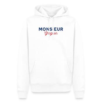 monsieur grognon - Sweat à capuche Premium bio Homme - blanc - Devant - Nico (187cm)