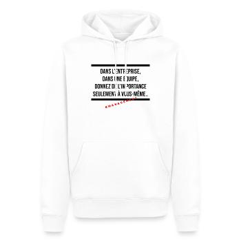 Entreprise - Sweat à capuche Premium bio Homme - blanc - Devant - Nico (187cm)