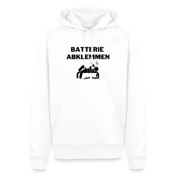 Batterie abklemmen - Männer Premium Bio Hoodie - Weiß - Vorne - Nico (187cm)