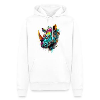 Kreatives mechanisches Nashorn - Männer Premium Bio Hoodie - Weiß - Vorne - Nico (187cm)