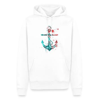 Ancre Aquarelle Splash Coloré Art Marin Marin - Sweat à capuche Premium bio Homme - blanc - Devant - Nico (187cm)