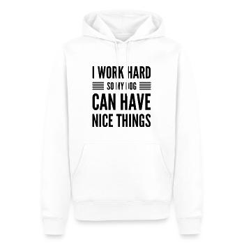 I Work Hard So My Dog Can Have Nice Things - Men’s Premium Organic Hoodie - white - Front - Nico (187cm)