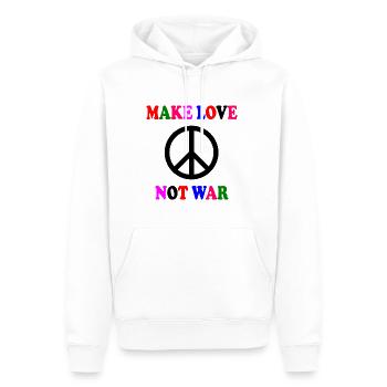 Make love not war - Sweat à capuche Premium bio Homme - blanc - Devant - Nico (187cm)