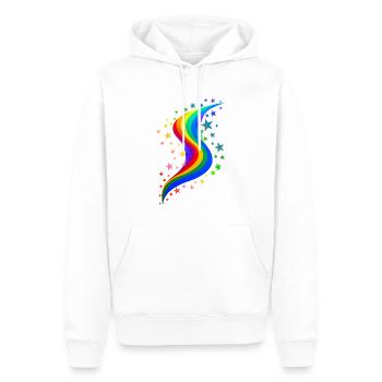 Arc-en-ciel avec étoiles - Rainbow with stars - Sweat à capuche Premium bio Homme - blanc - Devant - Nico (187cm)