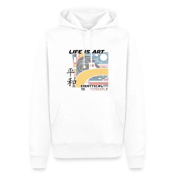 Leben ist Kunst II alles ist möglich - Männer Premium Bio Hoodie - Weiß - Vorne - Nico (187cm)