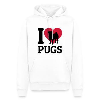 I love Pugs - Men’s Premium Organic Hoodie - white - Front - Nico (187cm)