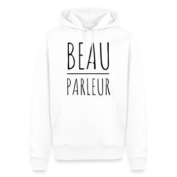 Beau parleur humour homme enfant bébé cadeau - Sweat à capuche Premium bio Homme - blanc - Devant - Nico (187cm)
