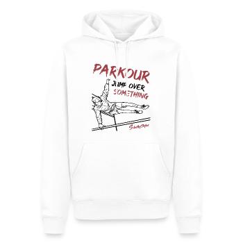 Parkour Parkour Runner - Sautez par-dessus quelque chose! - Sweat à capuche Premium bio Homme - blanc - Devant - Nico (187cm)