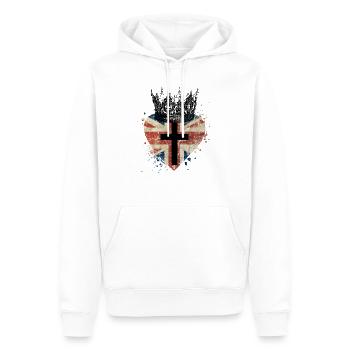 Royaume-Uni Queen England Flag Crowns Shirt - Sweat à capuche Premium bio Homme - blanc - Devant - Nico (187cm)