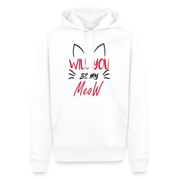 Will you be my Meow | Cute Cat Couple Motif - Men’s Premium Organic Hoodie - white - Front - Nico (187cm)