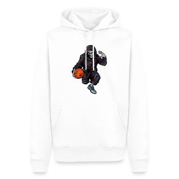 Crâne en combinaison de jogging avec ballon de basket-ball - Sweat à capuche Premium bio Homme - blanc - Devant - Nico (187cm)