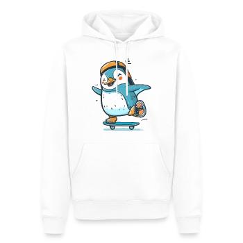 Gleiten Sie mit diesem Pinguin - Männer Premium Bio Hoodie - Weiß - Vorne - Nico (187cm)