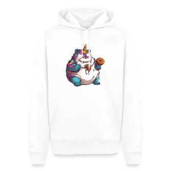 Licorne, graisse et surpoids licorne arc-en-ciel - Sweat à capuche Premium bio Homme - blanc - Devant - Nico (187cm)