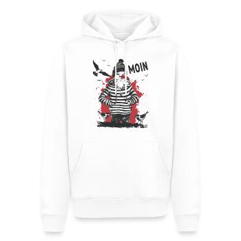 Moin Mouette Marin Capitaine Marin, Marin, Mer du Nord, Mer Baltique - Sweat à capuche Premium bio Homme - blanc - Devant - Nico (187cm)