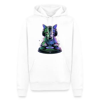 Minou DJ 🎧 - Sweat à capuche Premium bio Homme - blanc - Devant - Nico (187cm)