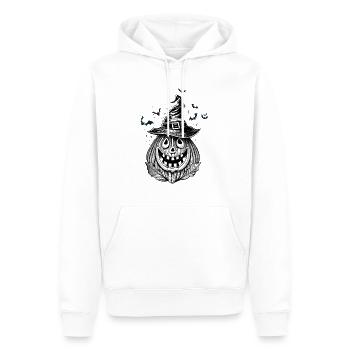 Gruseliger Kürbis mit seinem Halloween-Hut - Männer Premium Bio Hoodie - Weiß - Vorne - Nico (187cm)