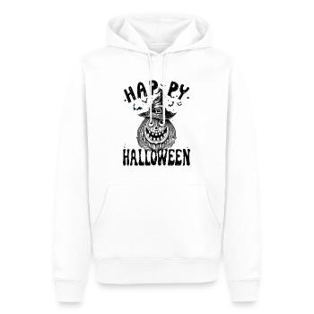 Happy Halloween, Spooky pumpkin wearing hat - Men’s Premium Organic Hoodie - white - Front - Nico (187cm)