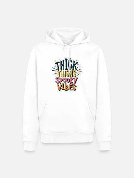 Thick Thighs, Spooky Vibes - Men’s Premium Organic Hoodie - white