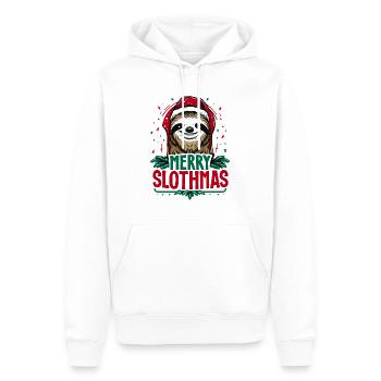 Fröhliche Faultiere, süßes Faultier mit Weihnachtsmannmütze - Männer Premium Bio Hoodie - Weiß - Vorne - Nico (187cm)
