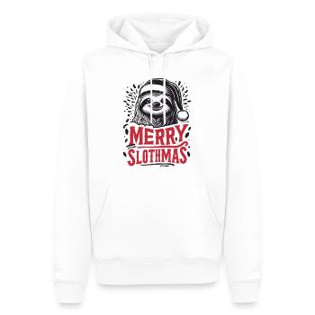 Frohe Faultiere, frohe Weihnachten - Männer Premium Bio Hoodie - Weiß - Vorne - Nico (187cm)