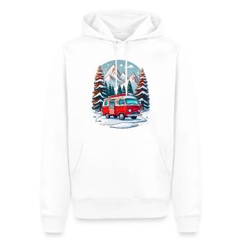 Roter Campingbus im Winterurlaub - Männer Premium Bio Hoodie - Weiß - Vorne - Nico (187cm)