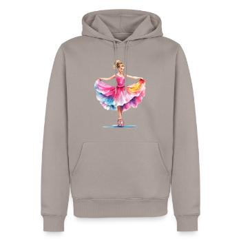 Danseuse de ballet en robe rose - Sweat à capuche Premium bio Homme - taupe - Devant - Nico (187cm)