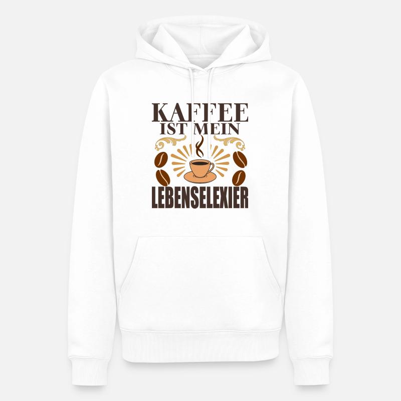 Kaffee Lebenselixier Spruch - Männer Premium Bio Hoodie - Weiß
