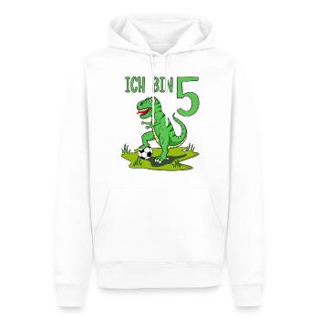 Dinosaur Rex Football 5 Birthday - Men’s Premium Organic Hoodie - white - Front - Nico (187cm)