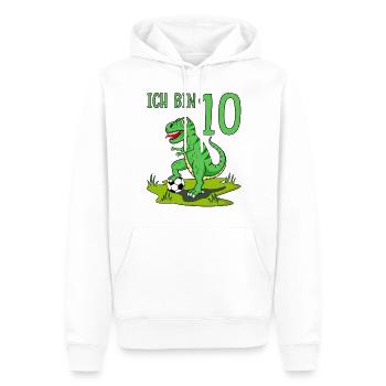 Dinosaurier Rex Fußball 10 Geburtstag - Männer Premium Bio Hoodie - Weiß - Vorne - Nico (187cm)