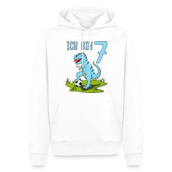 Dinosaure Rex Football 7 Anniversaire Bleu - Sweat à capuche Premium bio Homme - blanc - Devant - Nico (187cm)