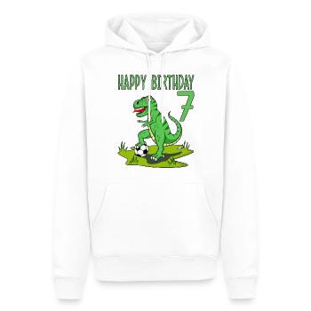 Dinosaurier Rex Fußball 7 Happy Birthday Grün - Männer Premium Bio Hoodie - Weiß - Vorne - Nico (187cm)