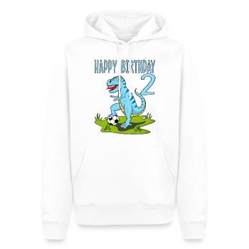 Dinosaurier Rex Fußball 2 Happy Birthday Blau - Männer Premium Bio Hoodie - Weiß - Vorne - Nico (187cm)