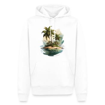 A deserted island with palm trees - Men’s Premium Organic Hoodie - white - Front - Nico (187cm)