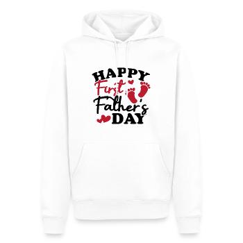 Joyeuse première fête des pères - Sweat à capuche Premium bio Homme - blanc - Devant - Nico (187cm)