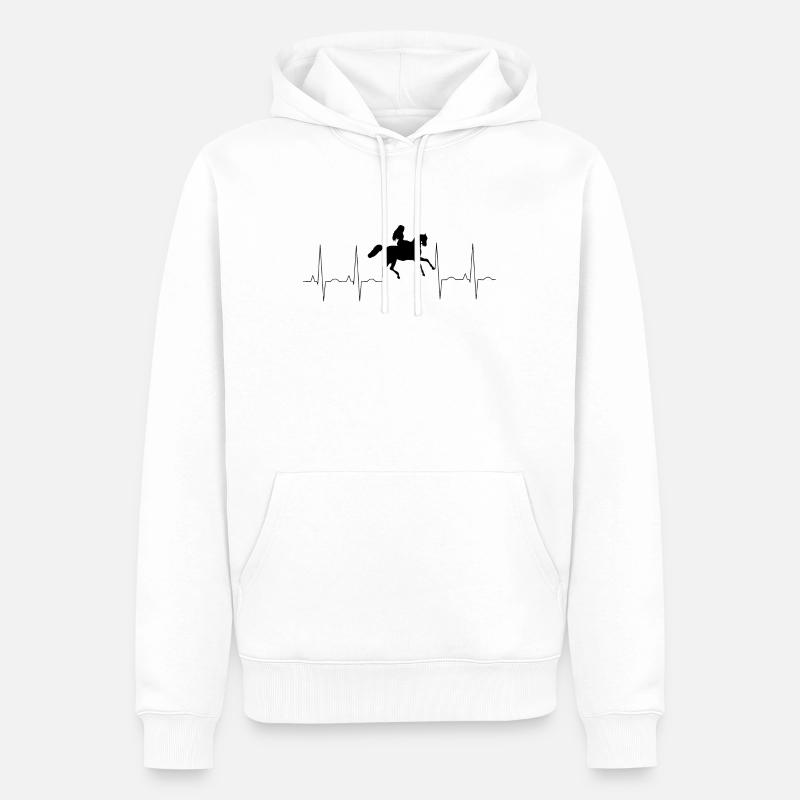 Cavalier Heartbeat - Cheval - Sweat à capuche Premium bio Homme - blanc