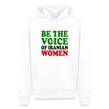 Be the voice of iranian women - Männer Premium Bio Hoodie - Weiß - Vorne - Nico (187cm)