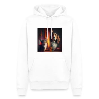 Amis à fourrure - Sweat à capuche Premium bio Homme - blanc - Devant - Nico (187cm)