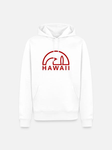 Hawaii Sonne minimalistisches rotes Surfbrett - Männer Premium Bio Hoodie - Weiß