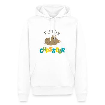 Futur chasseur annonce grossesse naissance garçon - Sweat à capuche Premium bio Homme - blanc - Devant - Nico (187cm)