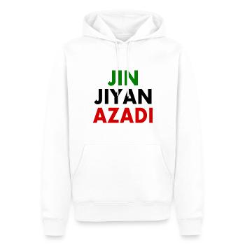 jin jiyan azadi - Sweat à capuche Premium bio Homme - blanc - Devant - Nico (187cm)