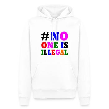 No one is illegal - Sweat à capuche Premium bio Homme - blanc - Devant - Nico (187cm)