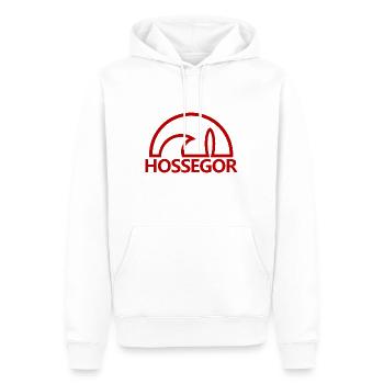 Hossegor sun minimalist red surfboard - Men’s Premium Organic Hoodie - white - Front - Nico (187cm)