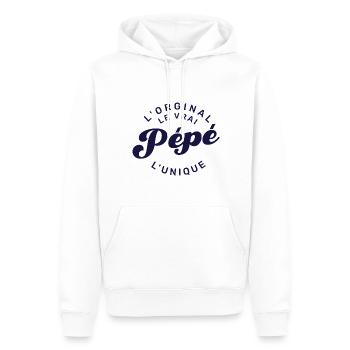Pépé L'Original Le Vrai L'Unique - Sweat à capuche Premium bio Homme - blanc - Devant - Nico (187cm)